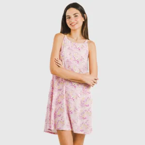 Vestido curto alças crepe Aruna malva 2