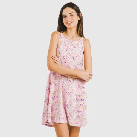 Vestido curto alças crepe Aruna malva