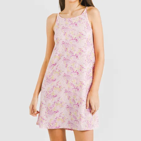 Vestido curto alças crepe Aruna malva