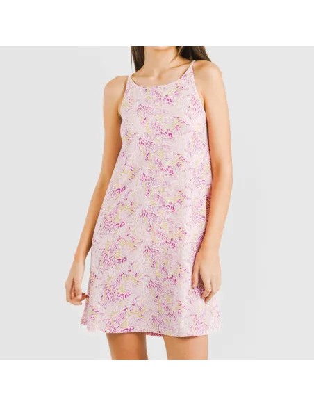 Vestido curto alças crepe Aruna malva Vestido curto alças crepe Aruna malva