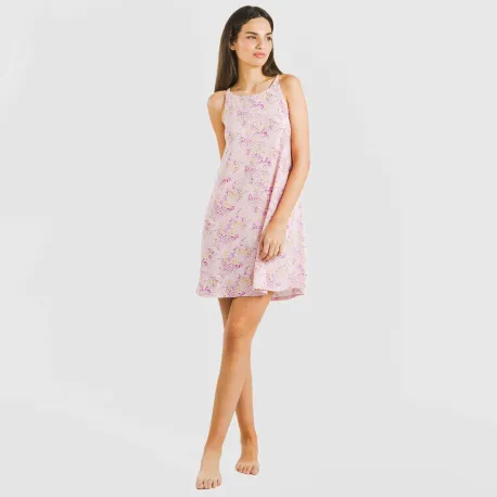 Vestido curto alças crepe Aruna malva