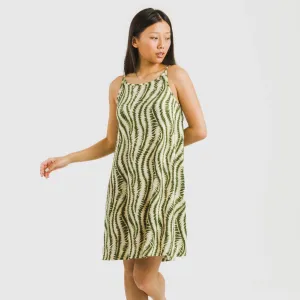 Vestido curto alças crepe Chipre verde