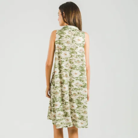 Vestido curto com gola e lapela soft Magnus verde