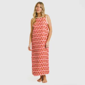 Vestido comprido alças satén Petunio laranja 2