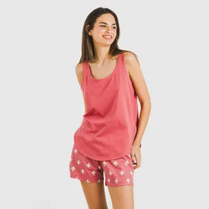 Pijama curto algodão Nicole marsala