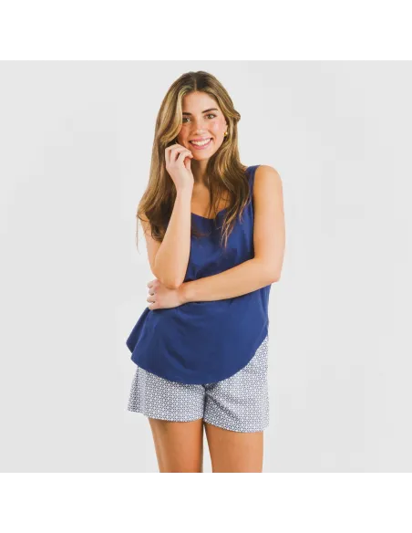 Pijama curto algodão Nett azul