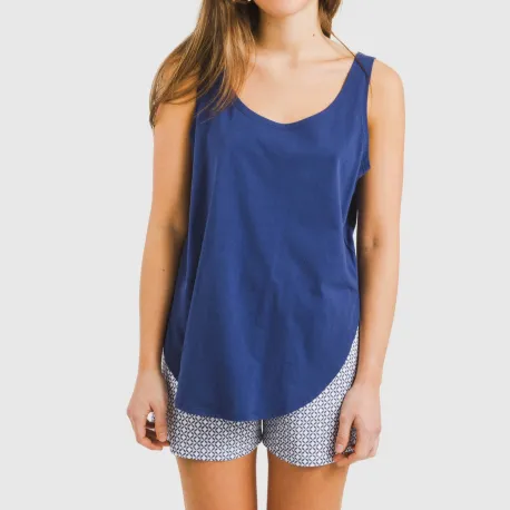 Pijama curto algodão Nett azul