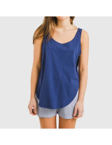 Pijama curto algodão Nett azul