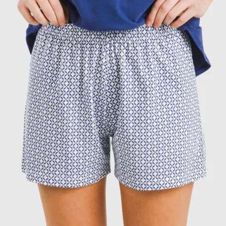 Pijama curto algodão Nett azul