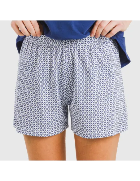 Pijama curto algodão Nett azul