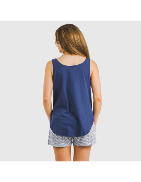 Pijama curto algodão Nett azul