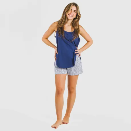 Pijama curto algodão Nett azul