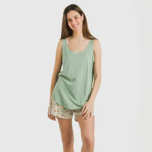 Pijama curto algodão Emma verde tiffany