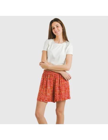 Calções viscosa bambula Silda cor telha