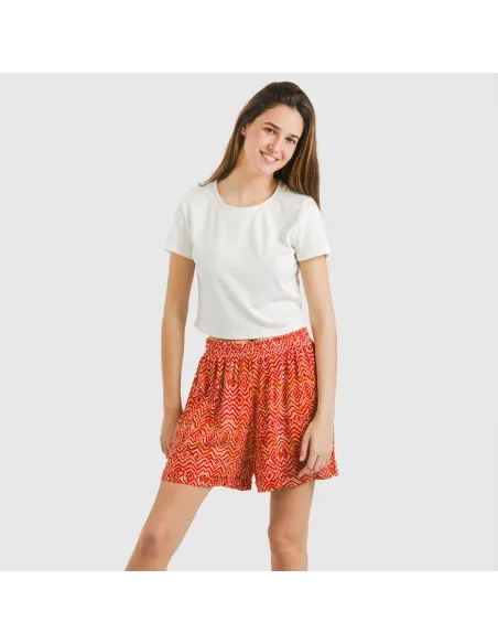 Calções viscosa bambula Silda cor telha