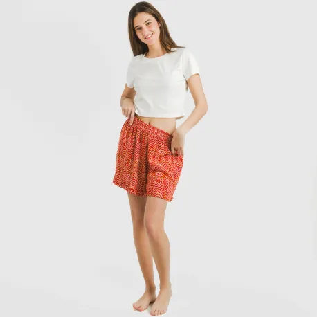 Calções viscosa bambula Silda cor telha