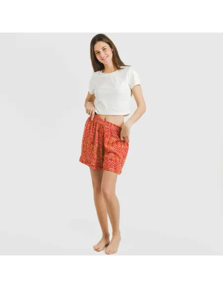 Calções viscosa bambula Silda cor telha