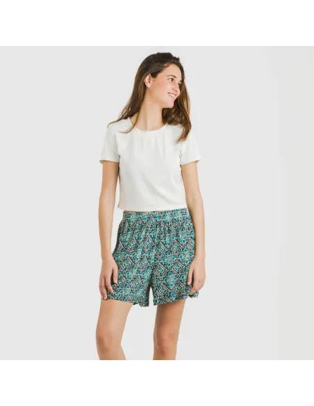 Calções viscosa bambula Malura água marinha