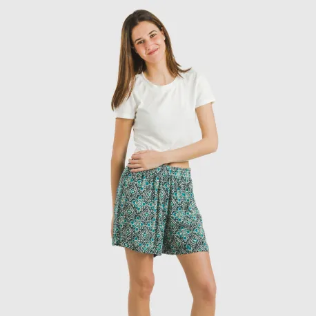 Calções viscosa bambula Malura água marinha