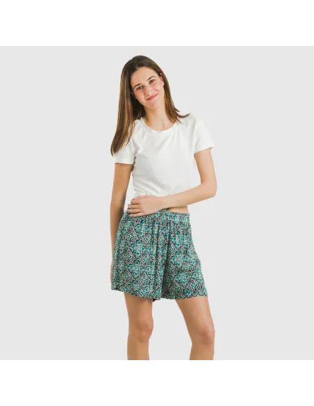 Calções viscosa bambula Malura água marinha