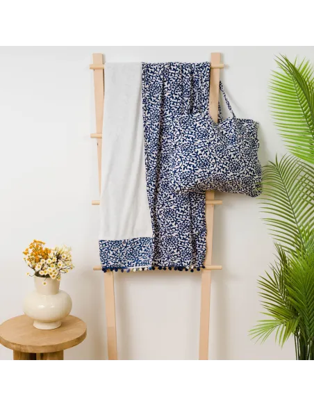 Pack Toalha Pareo + Bolsa Aladero azul