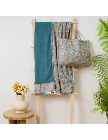 Pack Toalha Pareo + Bolsa Venus água marinha