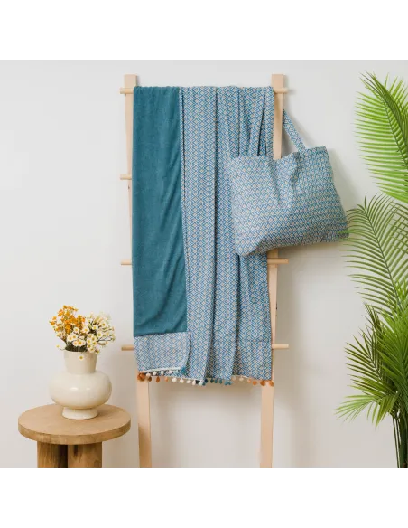 Pack Toalha Pareo + Bolsa Dulcinea água marinha