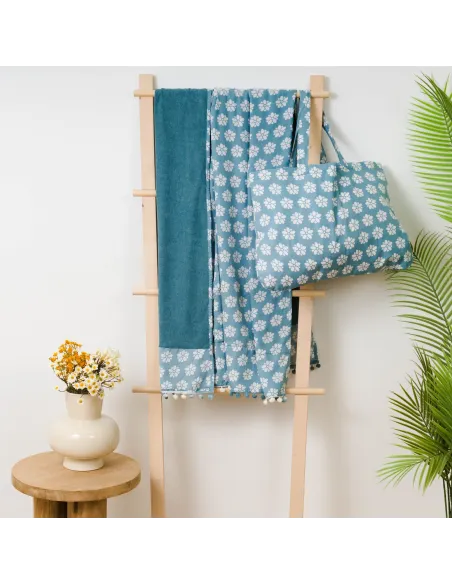 Pack Toalha Pareo + Bolsa Albena água marinha
