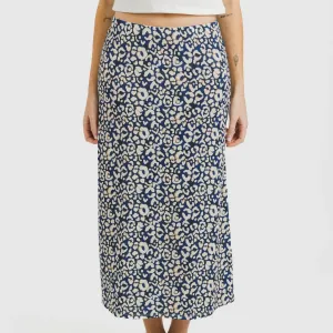 Saia midi soft Milina azul marinho