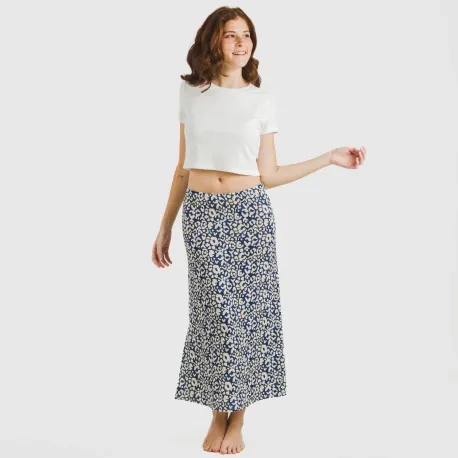 Saia midi soft Milina azul marinho
