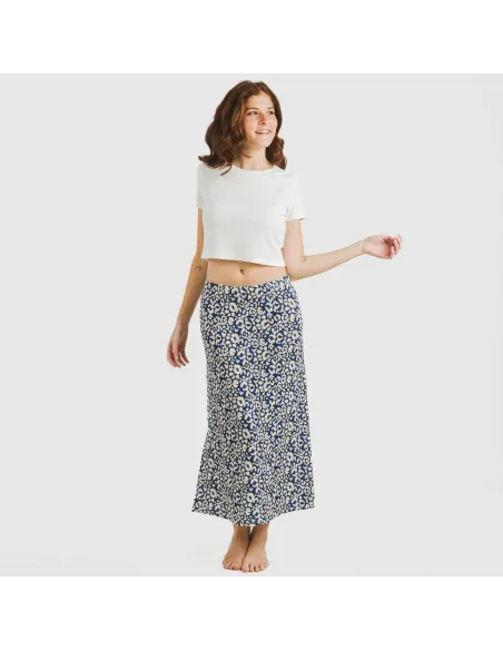 Saia midi soft Milina azul marinho Saia midi soft Milina azul marinho