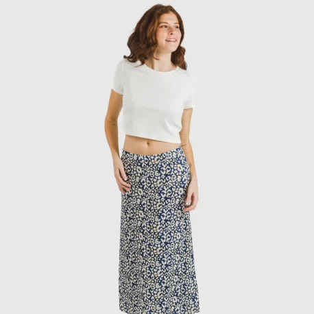 Saia midi soft Milina azul marinho