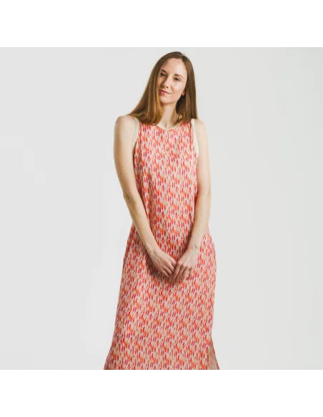 Vestido comprido alças satén Aries laranja - rosa Vestido comprido alças satén Aries laranja - rosa