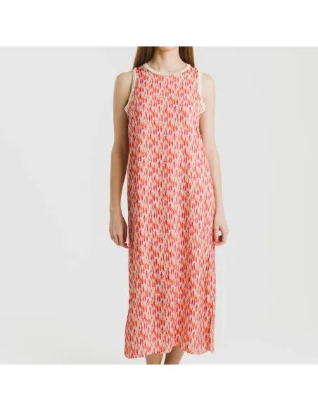 Vestido comprido alças satén Aries laranja - rosa Vestido comprido alças satén Aries laranja - rosa