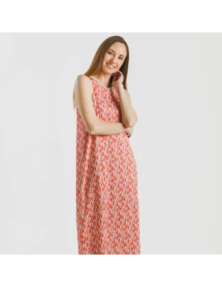 Vestido comprido alças satén Aries laranja - rosa Vestido comprido alças satén Aries laranja - rosa