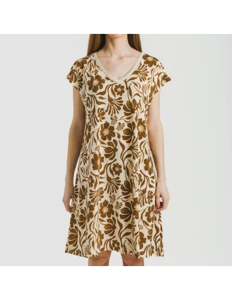 Vestido curto manga fluida crepe Alexis castanho Vestido curto manga fluida crepe Alexis castanho