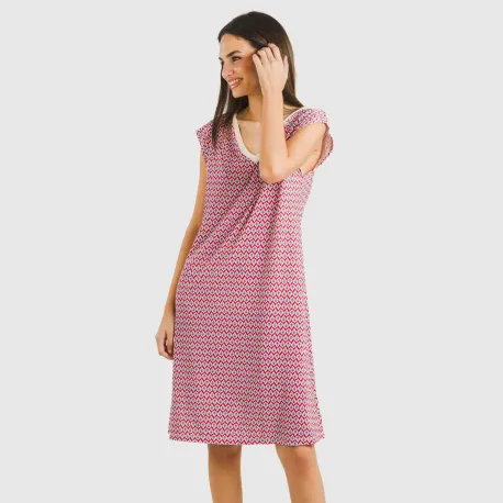 Vestido curto manga fluida soft Arizona bordeaux