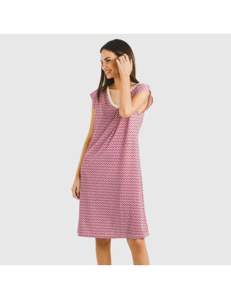 Vestido curto manga fluida soft Arizona bordeaux Vestido curto manga fluida soft Arizona bordeaux