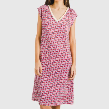 Vestido curto manga fluida soft Arizona bordeaux