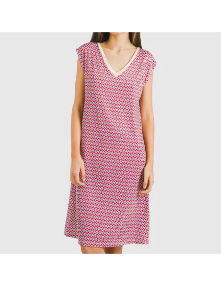 Vestido curto manga fluida soft Arizona bordeaux Vestido curto manga fluida soft Arizona bordeaux