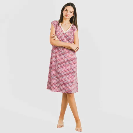 Vestido curto manga fluida soft Arizona bordeaux