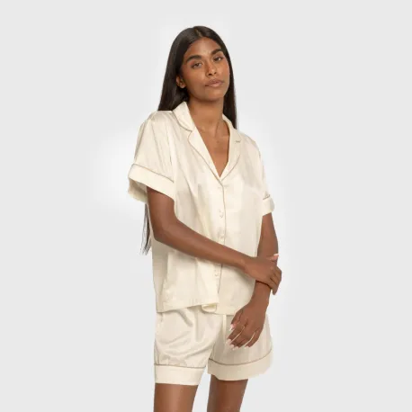 Pijama curto de manga curta Saten Friday liso