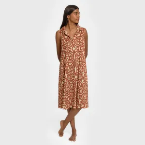 Vestido curto com gola e lapela soft Premura castanho