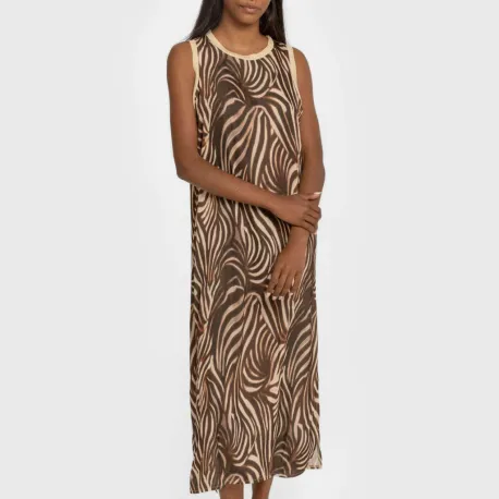 Vestido comprido alças satén  Leopold castanho