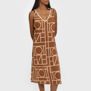Vestido midi alças soft Rufa castanho 2