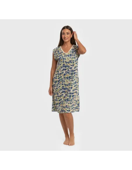 Vestido curto manga fluida soft Misuri azul Vestido curto manga fluida soft Misuri azul