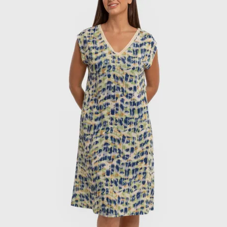 Vestido curto manga fluida soft Misuri azul