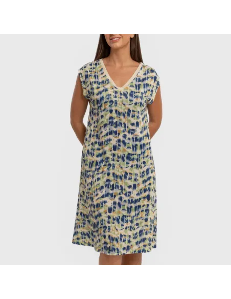 Vestido curto manga fluida soft Misuri azul Vestido curto manga fluida soft Misuri azul