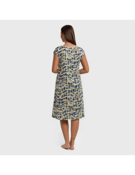 Vestido curto manga fluida soft Misuri azul Vestido curto manga fluida soft Misuri azul