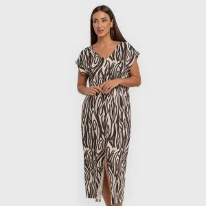 Vestido comprido manga fluida soft Aleia preto